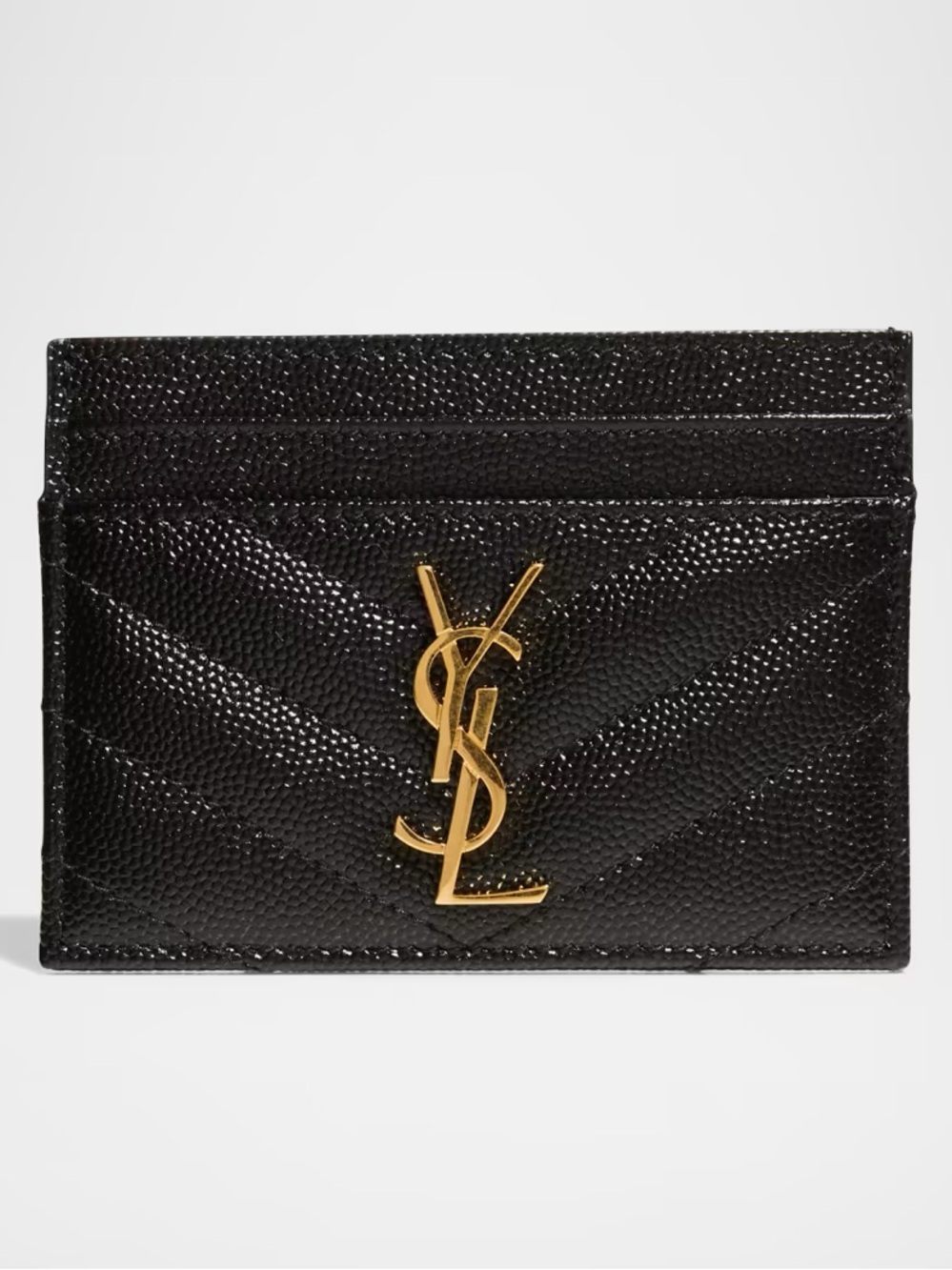 Saint Laurent Cassandre YSL Monogram Card Case in Grained Leather